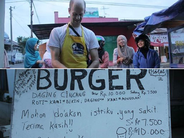 Demi Biaya Pengobatan Sang Istri, Bule Amerika Ini Jualan Burger di Purwokerto